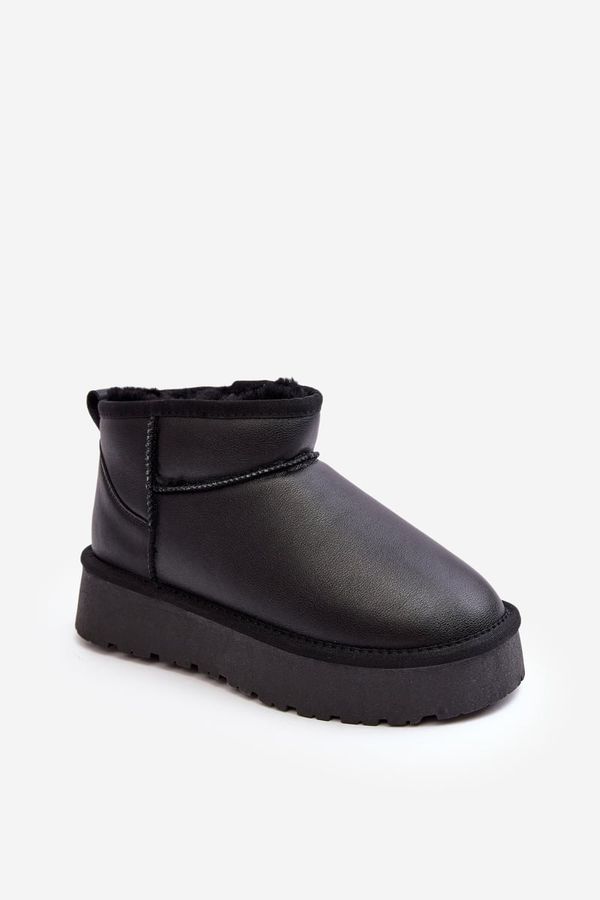 FS1 FS1 Women's Leather Snow Boots On Platform Black Loreley