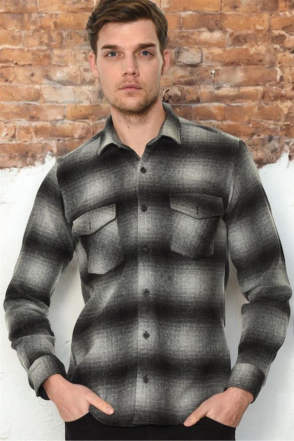 dewberry G697 DEWBERRY MENS SHIRT-BLACK-ANTHRACITE