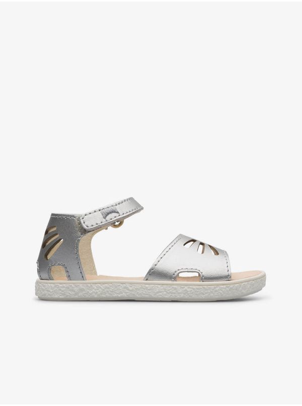 Camper Girly Leather Sandals in Silver Camper - Girls
