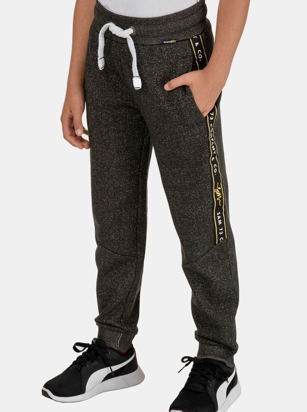 SAM73 Grey girls' brindle sweatpants with stripes SAM 73 Lexi