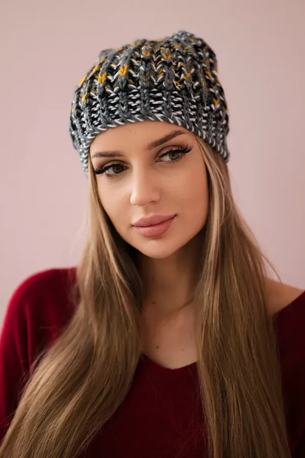Kesi Kesi Cap with a pompom Maria K335 dark gray