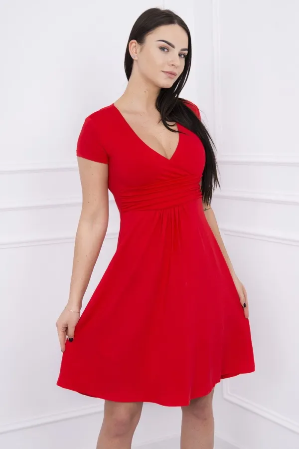 Kesi Kesi Dress cut under the bust, long sleeve, short sleeve red