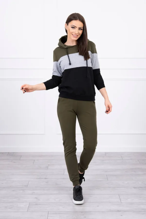 Kesi Kesi Set with colorful stripes khaki+gray