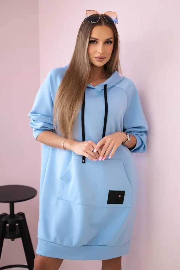 Kesi Włoski Kesi Włoski Hooded dress buttery fabric blue