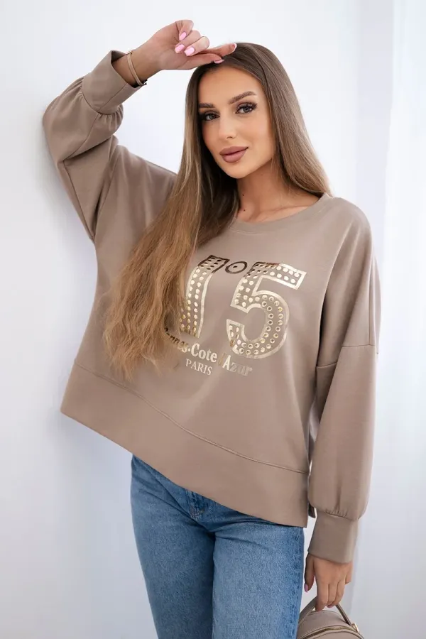 Kesi Włoski Kesi Włoski Printed sweatshirt buttery fabric fango