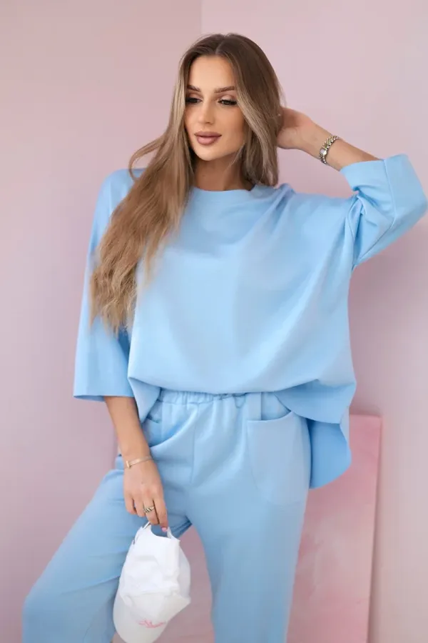 Kesi Włoski Kesi Włoski Set sweatshirt + pants buttery fabric blue
