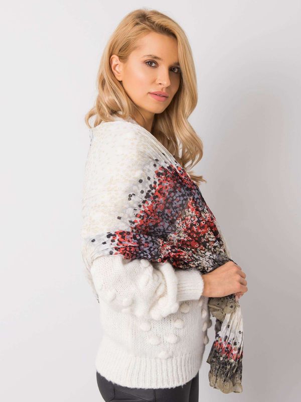 Fashionhunters Khaki - Orange Patterned Shawl