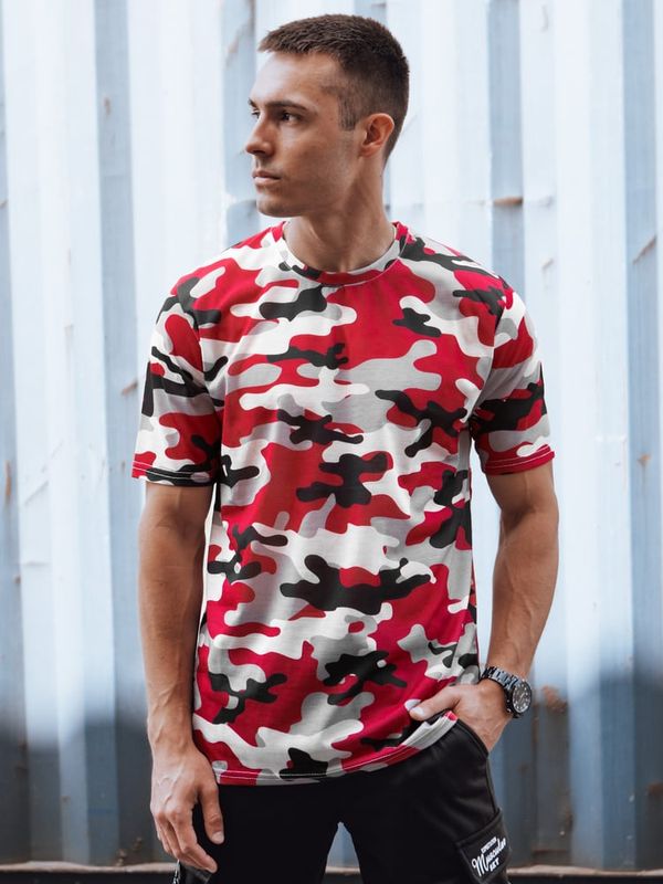DStreet Koszulka męska camouflage czerwona Dstreet