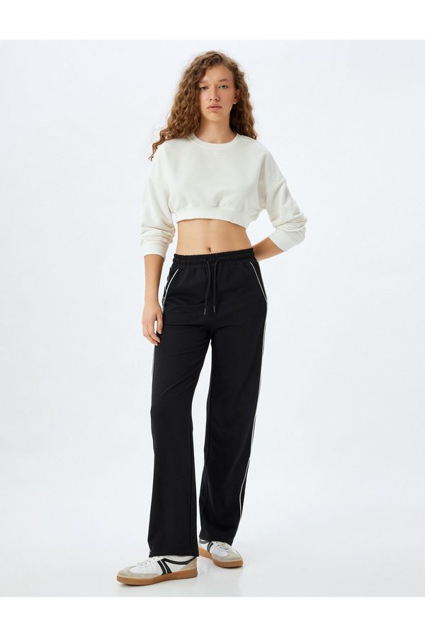 Koton Koton Basic Crop Crew Neck Long Sleeve Comfortable Sweatshirt