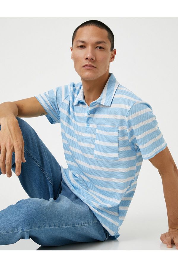 Koton Koton Basic T-Shirt Polo Neck Buttons Pocket Detaljno