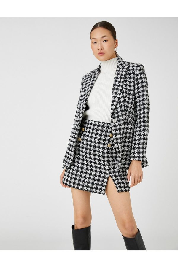 Koton Koton Blazer Tweed Jacket One Button Pocket Detailed