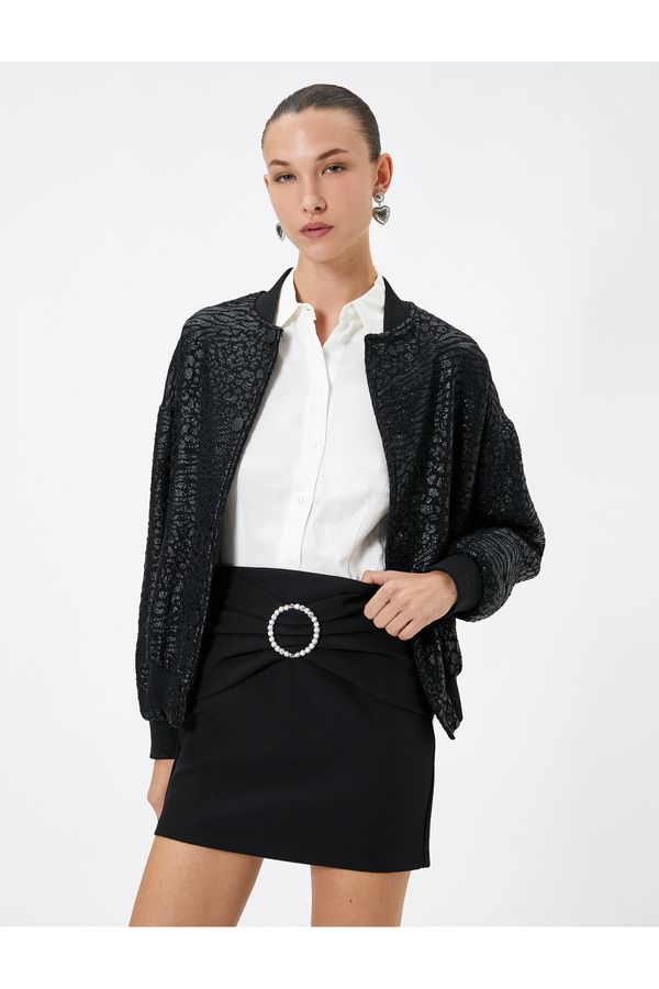 Koton Koton Bow and Stone Buckle Mini Skirt