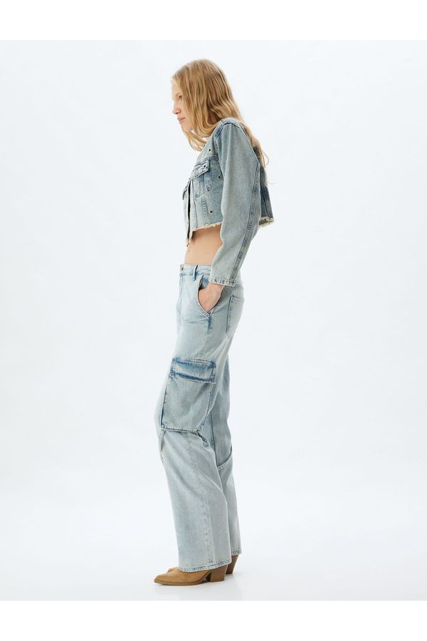 Koton Koton Cargo Pocket Jeans Regular Waist Straight Leg Buttoned - Straight Fit Jeans