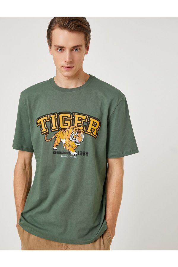 Koton Koton College majica tigar tiskana posada vrat kratkih rukava