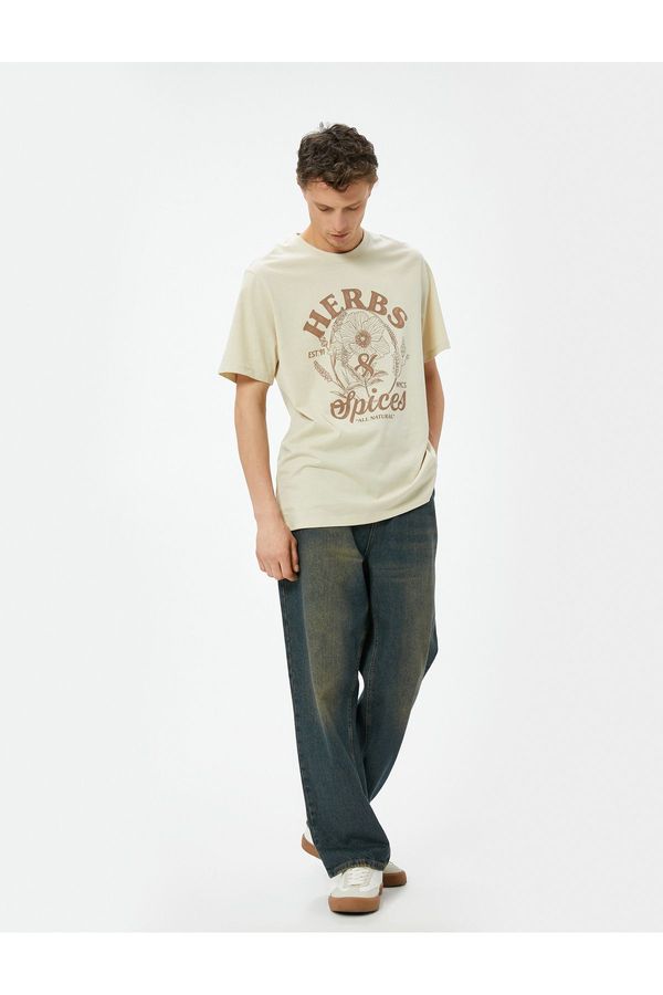 Koton Koton College Printed T-Shirt Crew Neck Short Sleeve Cotton