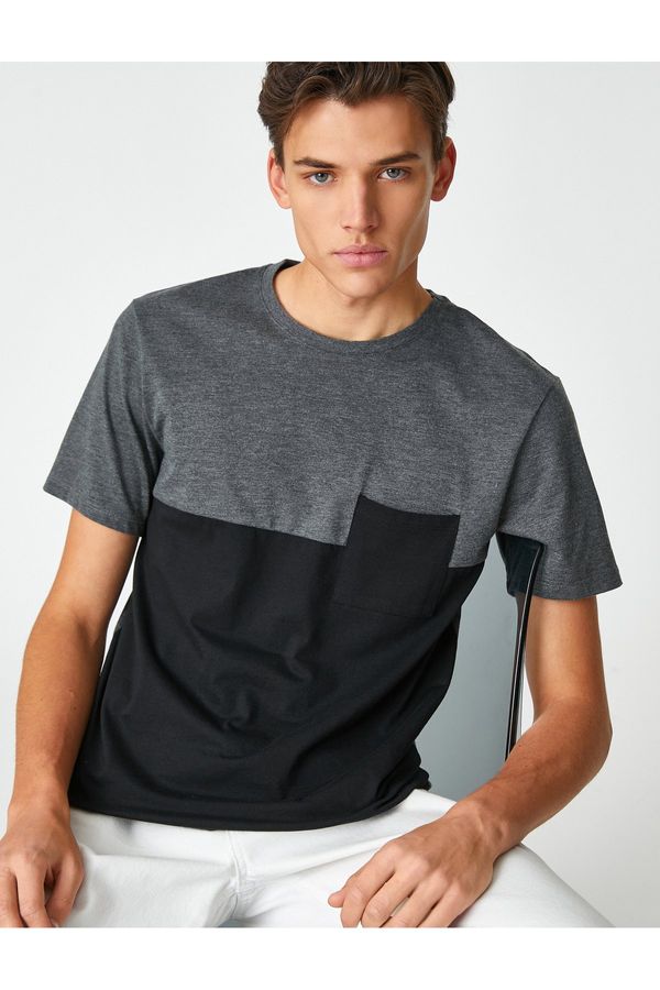 Koton Koton Crew Neck majica s džepnim detaljima, color block pamuk kratkih rukava.