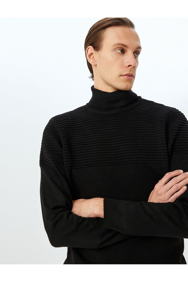 Koton Koton Crew Neck Textured Knitwear Sweater