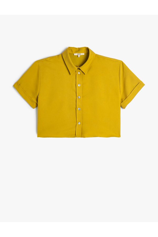 Koton Koton Crop Shirt Short Sleeve Buttoned Modal Blend