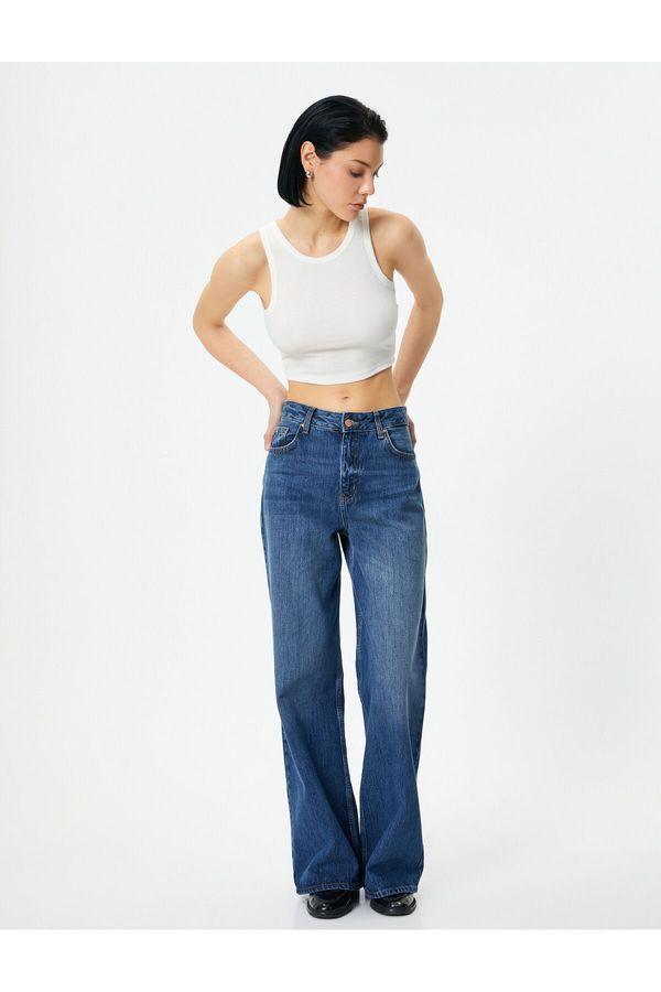 Koton Koton Crop Undershirt Ribbed Crew Neck