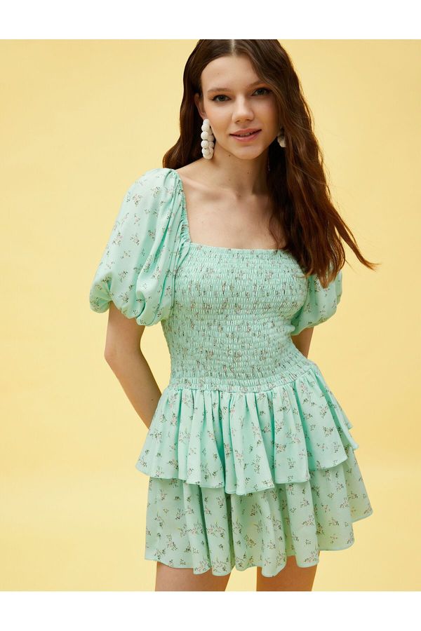 Koton Koton Floral Viscose Dress Mini Gipel Layered