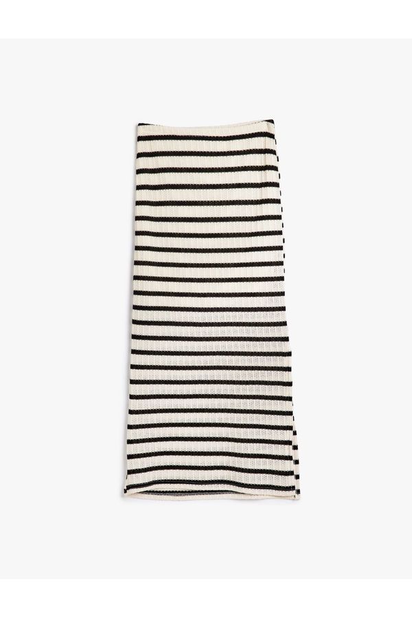 Koton Koton Long Pencil Skirt with Slit Detail and Elastic Waist