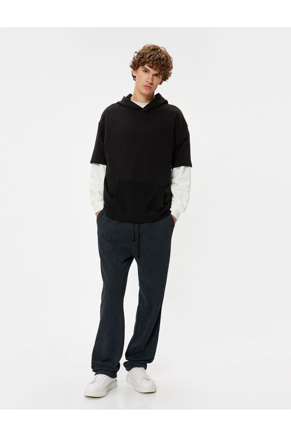 Koton Koton Loose Fit Sweatpants with Waist Tie-Up Washable Pocket Detail Cotton Blend