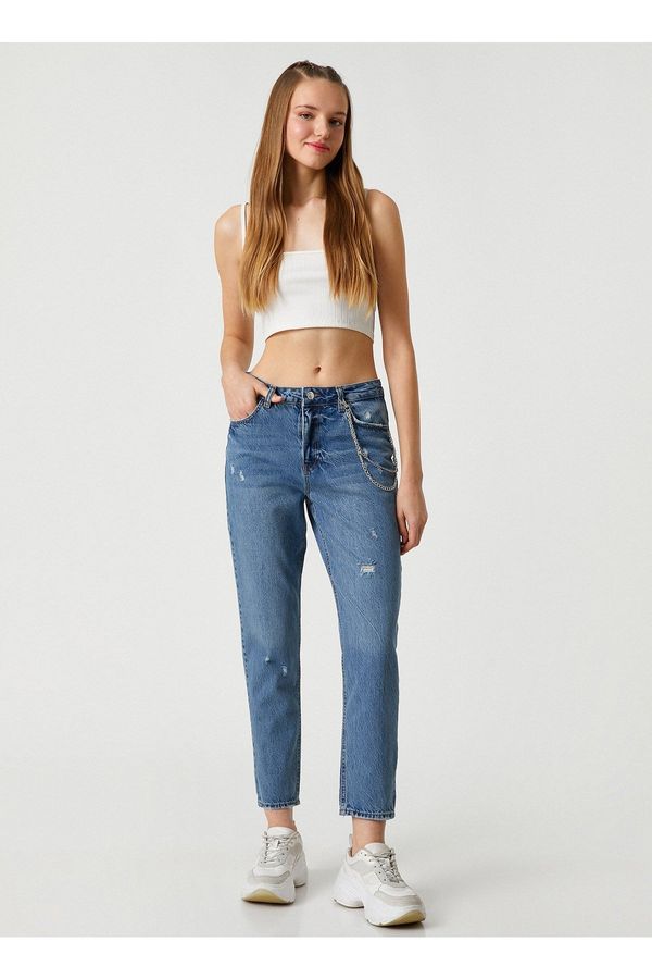 Koton Koton Mama visokog struka Fit Open Indigo ženske hlače 3sal40050md