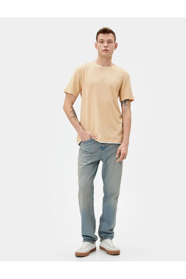 Koton Koton Men's T-shirt 4sam10065hk Beige