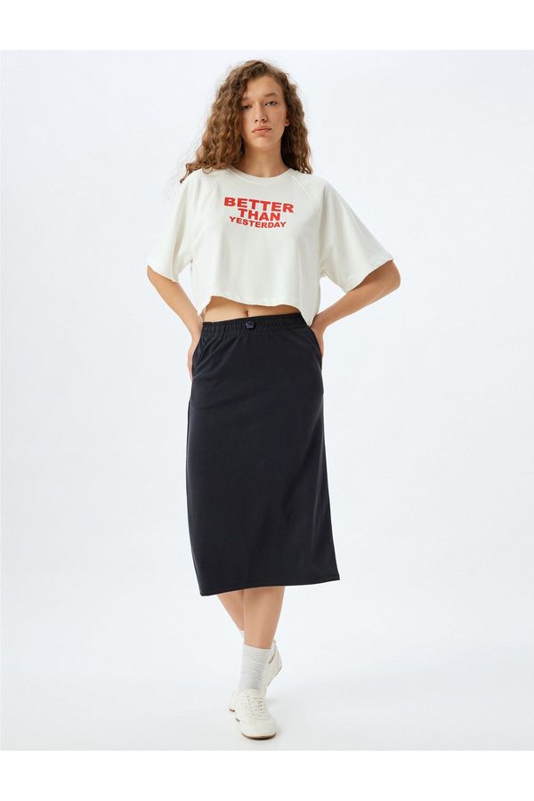 Koton Koton Midi Sports Skirt Waist Elastic Thick Modal Fabric High Waist