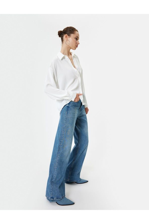 Koton Koton Oversize Shirt Long Sleeve Buttoned Classic Collar