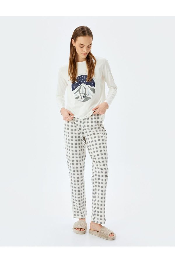 Koton Koton Printed Long Sleeve Cotton Pajamas Set