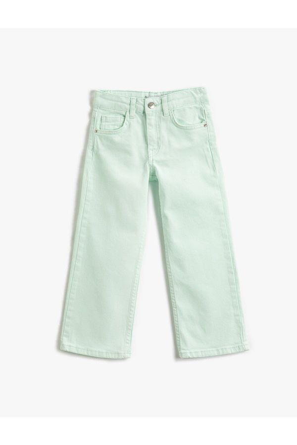 Koton Koton Relaxed Cut Jeans with Straight Leg Pockets - Straight Jeans with Adjustable Elastic Waist