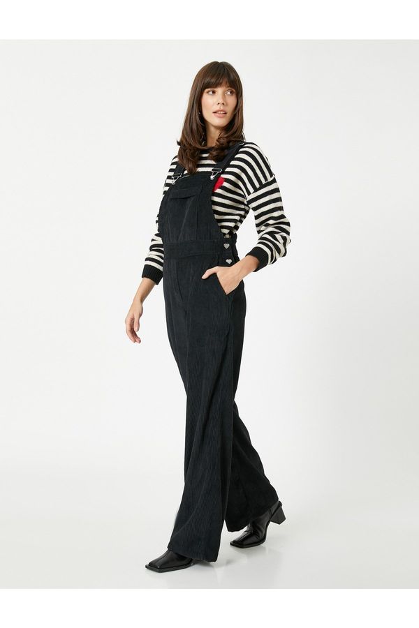Koton Koton Ribbed Velvet Overalls
