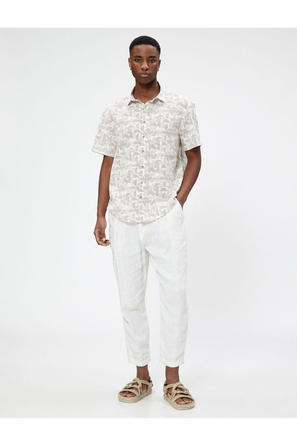 Koton Koton Short Sleeve Shirt Geometric Printed Classic Collar Cotton
