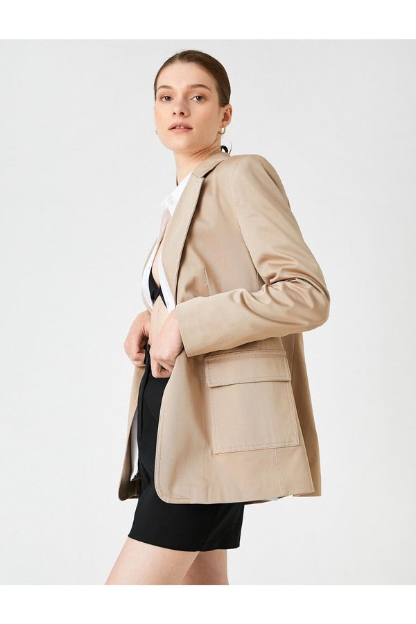 Koton Koton Single Button Jacket Pocket Cotton