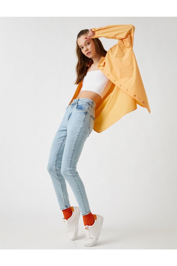 Koton Koton skinny noge traperice hlače slim fit visoki struk - Carmen Jean