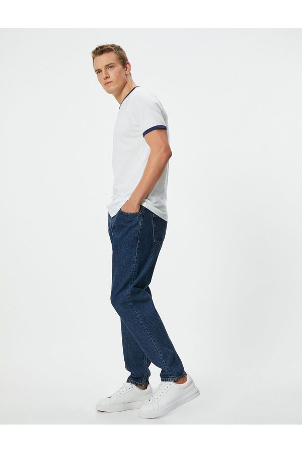 Koton Koton Slim Fit T-Shirt Piping Short Sleeve Crew Neck Cotton
