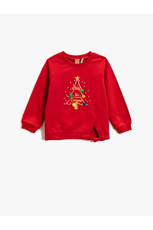 Koton Koton Sweatshirt New Year Themed Pompom Detailed Glitter Crew Neck