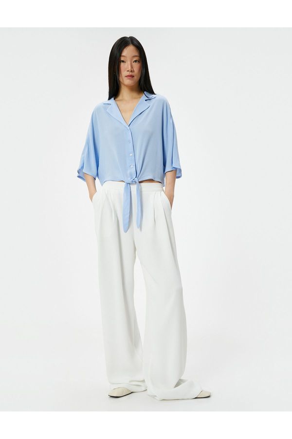 Koton Koton Tie Front Shirt Half Sleeve Viscose