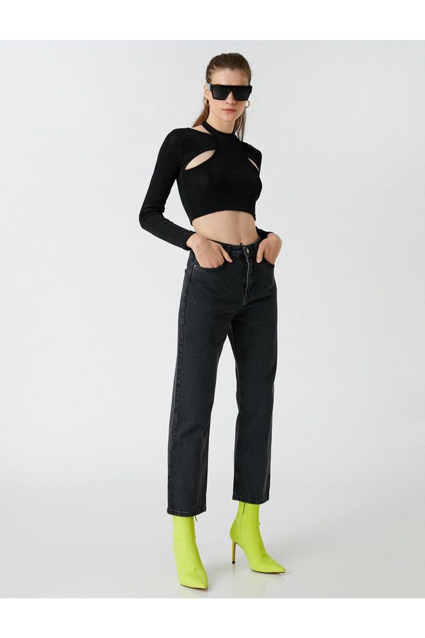 Koton Koton traperice ravnih crop nogavica visokog struka - Eve Jean