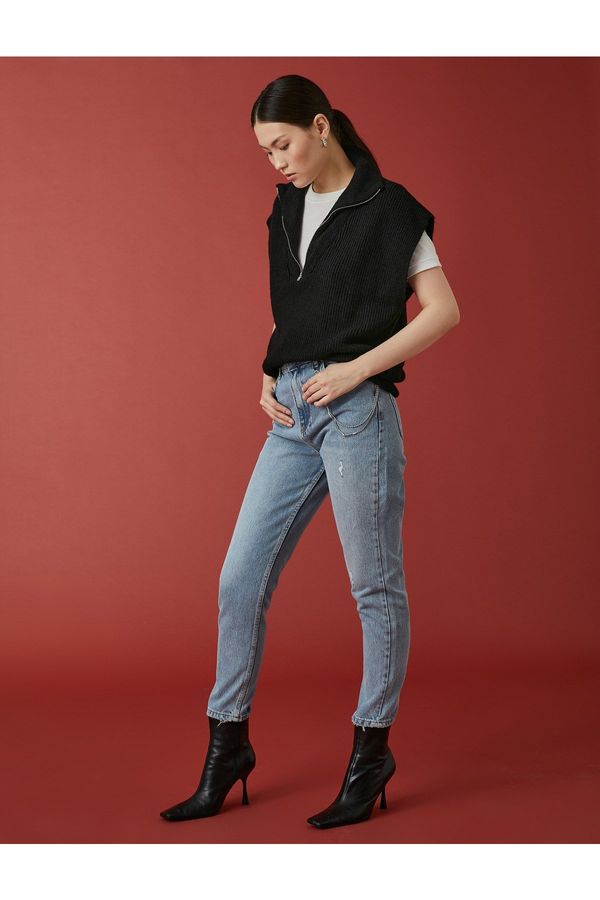 Koton Koton traperice visokog struka s detaljem lanca - Mom Jeans