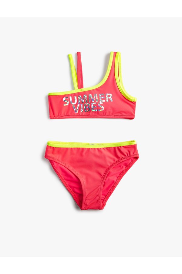 Koton Koton Two-Piece Bikini Set One-Shoulder Straps Detailed