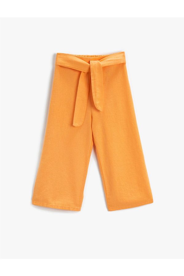 Koton Koton Wide Leg Trousers With Belt Detail High Waist.