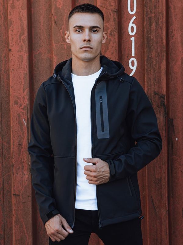DStreet Kurtka męska przejściowa softshell z kapturem granatowa Dstreet