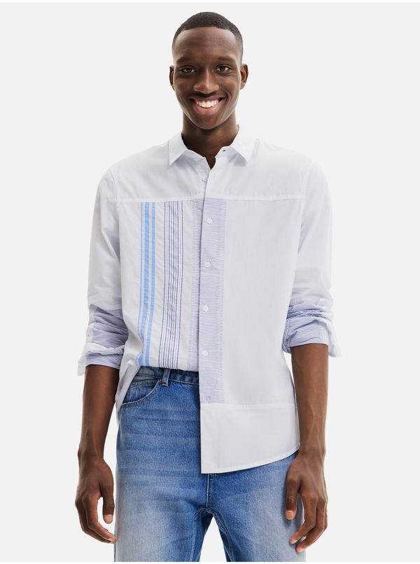 DESIGUAL Light blue men's striped shirt Desigual Bernard - Men