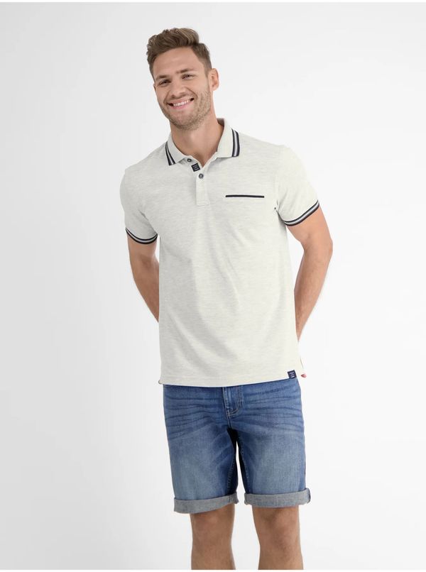 Lerros Light grey men's striped polo shirt LERROS - Men