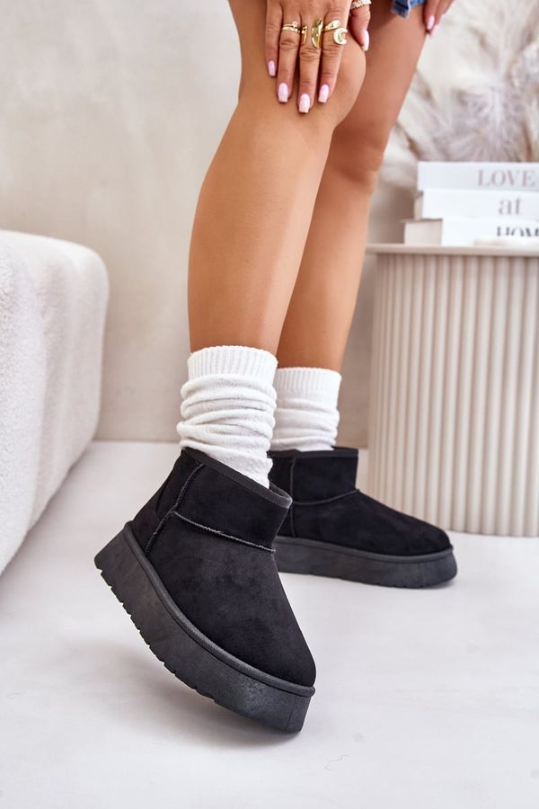 PE1 Low women's snow boots on a platform insulated with black fur Saldren