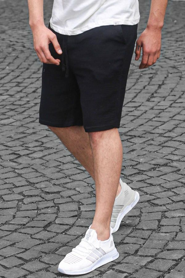Madmext Madmext Black Basic Linen Men's Shorts 6506