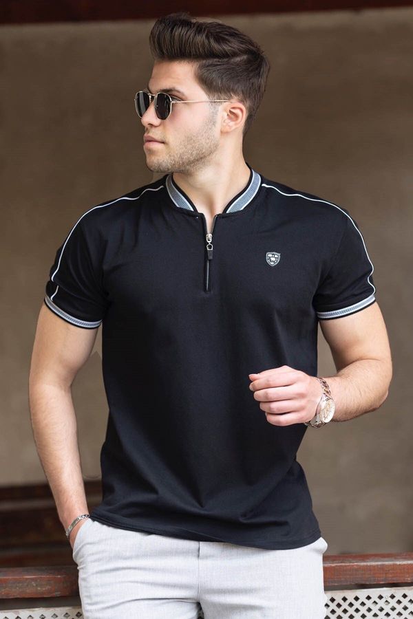 Madmext Madmext Black Polo Neck Men's T-Shirt 9281