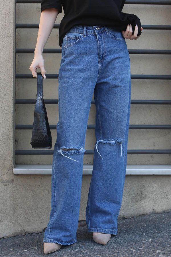 Madmext Madmext Mad Girls Blue Ripped Straight Leg Jeans